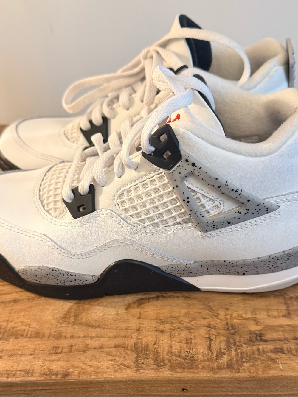 Jordan 4 Retro Kids Cement White and Black Retro Basketball Sneakers